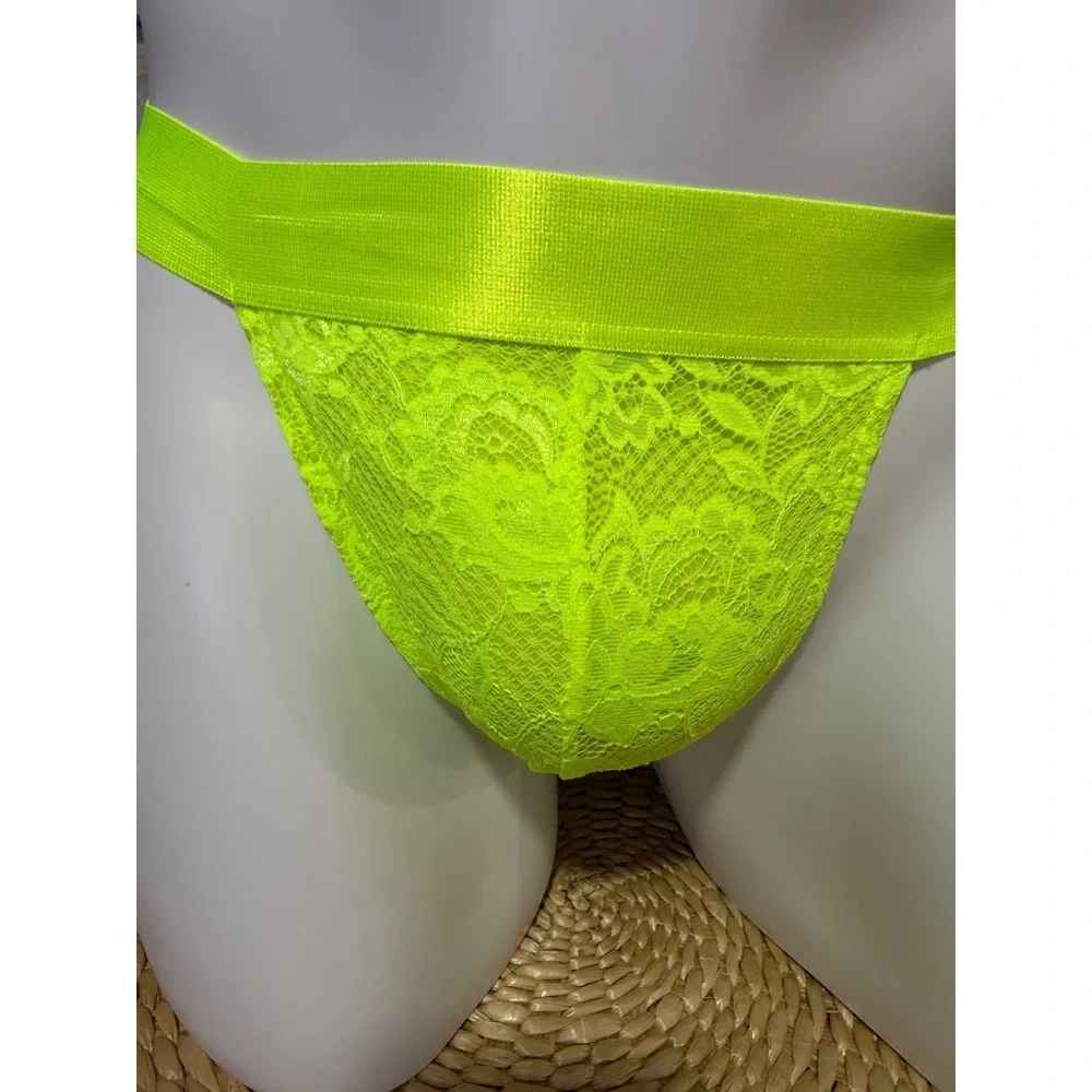 Cosabella Never Say Never Neon Yellow Lace Sports Brief Men's size  S‎ NWT